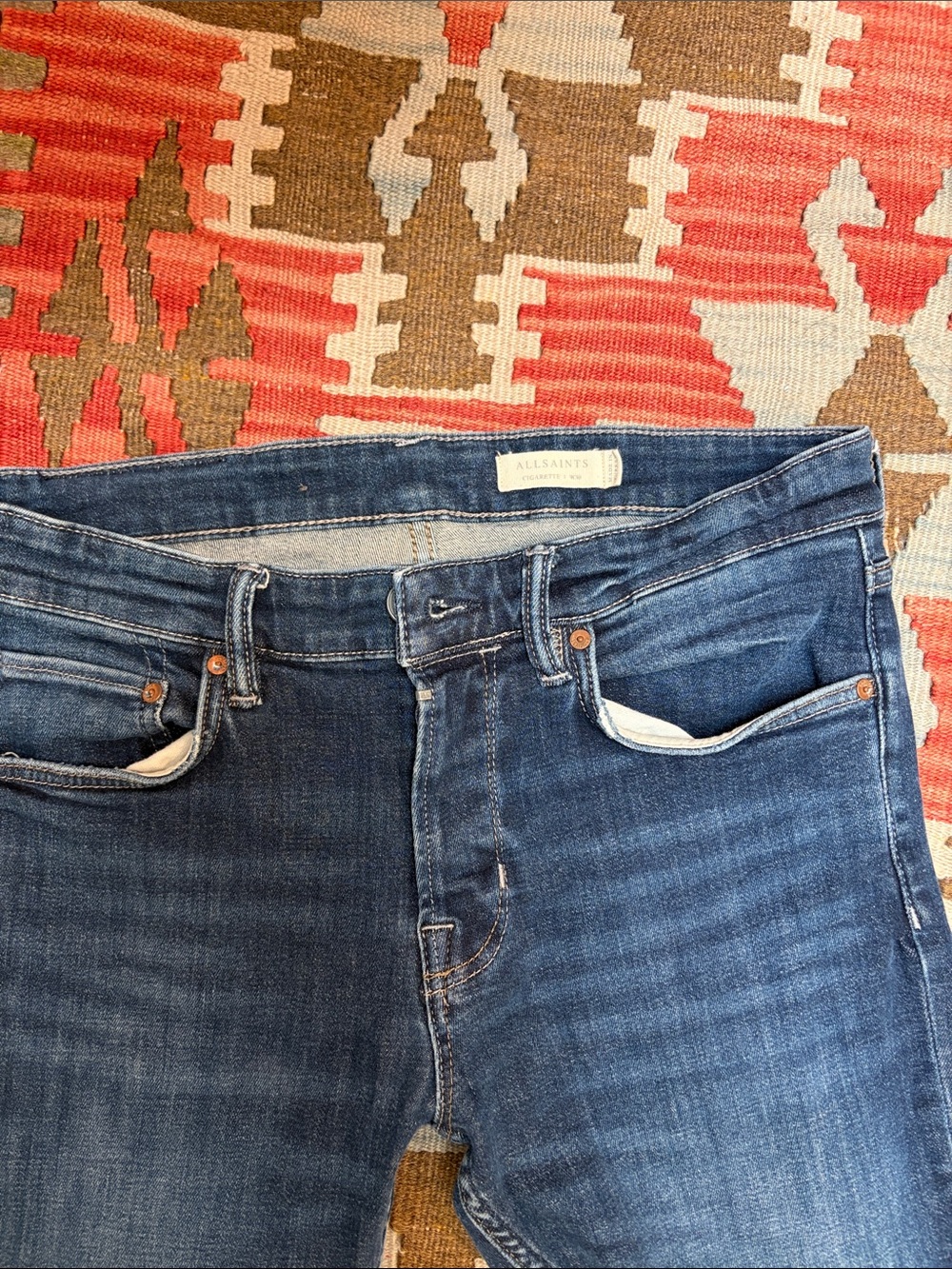 All Saints super Slim Straight women’s Denim Jeans in Medium Blue w30